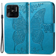 Cu clapetă pentru Xiaomi Redmi 10C, Butterfly, albastru