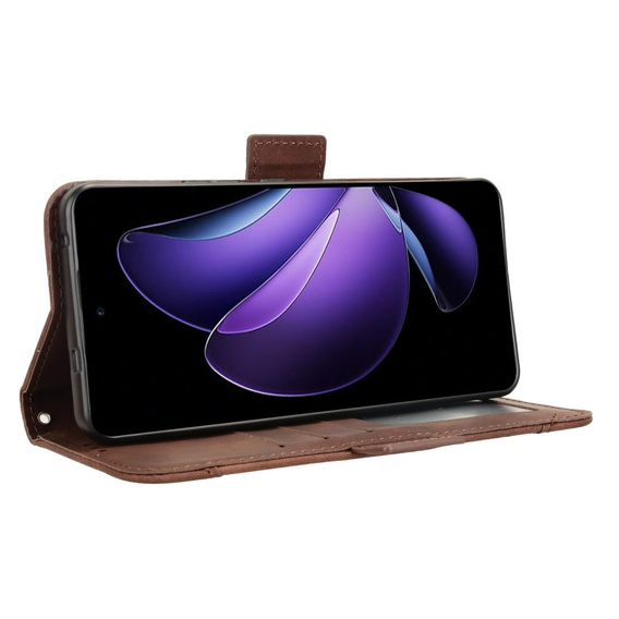 Cu clapetă pentru Oppo Reno 13F / Oppo Reno 13FS, Card Slot, maro