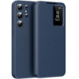 Husă cu clapetă pentru Samsung Galaxy S22 Ultra, Smart View Wallet, albastru