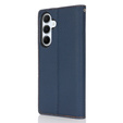 Cu clapetă pentru Samsung Galaxy S25, Litchi Skin Grain, albastru închis