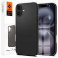 Carcasa Spigen pentru iPhone 16, Liquid Air, negru + 9H Tempered Glass