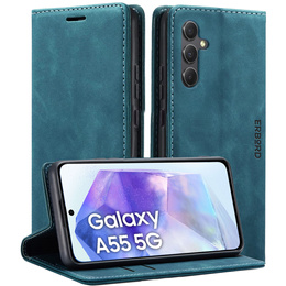 Husă pentru Samsung Galaxy A55, ERBORD Vintage, albastru + Sticlă pentru ecran