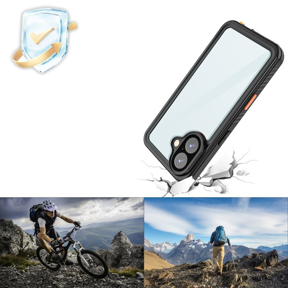 Husă impermeabilă IP68 pentru iPhone 16 Plus, negru