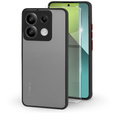 Carcasă din silicon pentru Xiaomi Redmi Note 13 Pro 5G, cu protecție pentru camera foto, transparent / negru + sticlă călită 9H