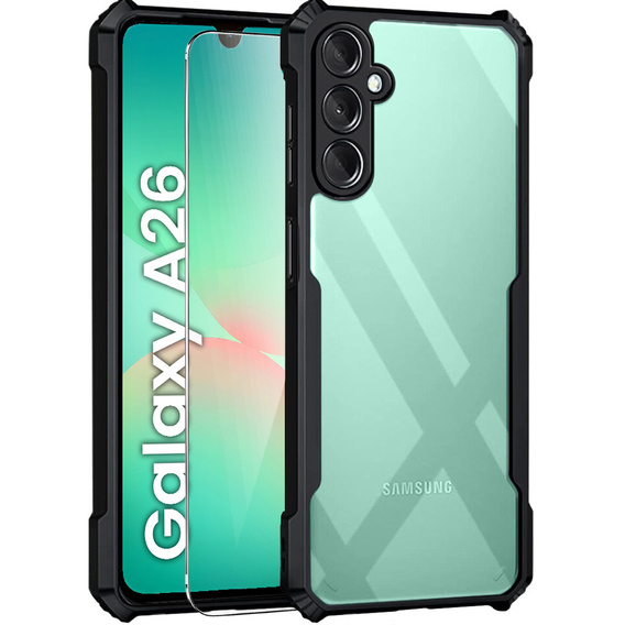 Carcasa pentru Samsung Galaxy A26, AntiDrop Hybrid, negru + sticlă temperată 9H