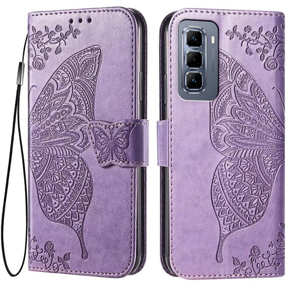 Cu clapetă pentru Infinix Hot 50 Pro 4G, Butterfly, violet