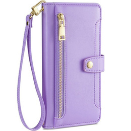 Cu clapetă pentru Motorola Moto G73 5G, Wallet Zipper Pocket, violet