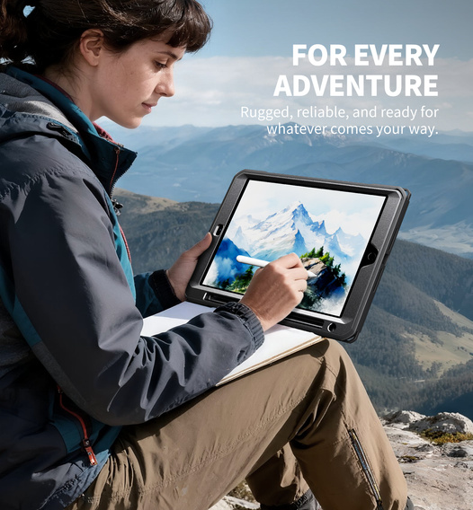 Husă Dexnor 360° cu curea și suport pentru stylus pentru iPad 10,2" 2021/2020/2019 (generația a 9-a/a 8-a/a 7-a)