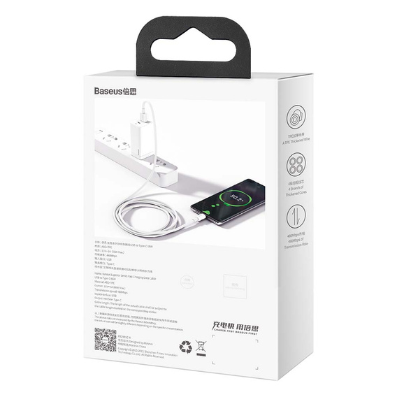 Cablu Baseus Superior USB la USB-C 66 W, 2,0 m, pentru dispozitive cu USB-C