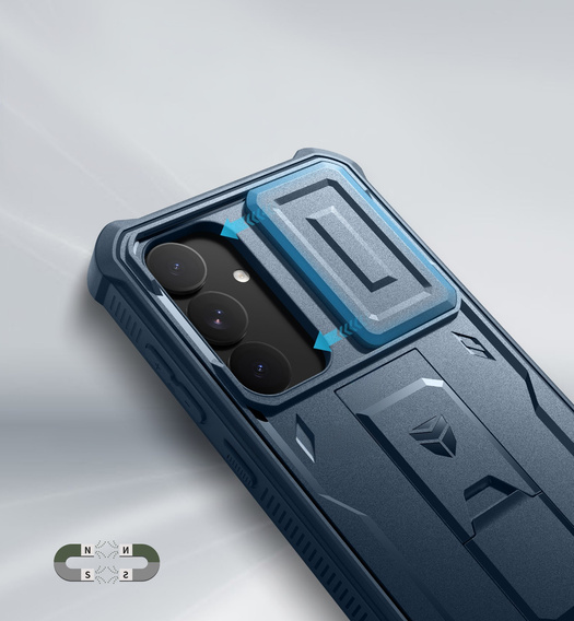 Husă blindată pentru Samsung Galaxy S25+ Plus, Dexnor Full Body (Two Frames), albastru închis