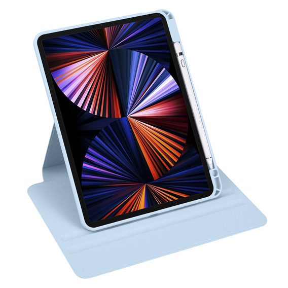 Husă pentru iPad Pro 11" 2022/2021/2020 (4/3/2 gen.), cu spațiu pentru stylus, rotativ la 360 °, albastru