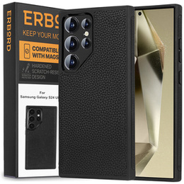 Husă din piele pentru Samsung Galaxy S24 Ultra, ERBORD LeatherGuard MagSafe, negru