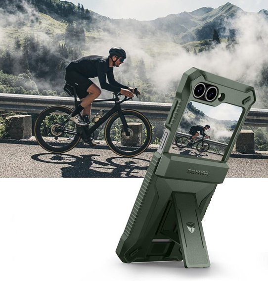 Husa blindată pentru Samsung Galaxy Z Flip7 FE / Z Flip6, Dexnor Clip Holder, verde
