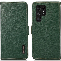 KHAZNEH RFID caz pentru Samsung Galaxy S23 Ultra, Litchi Texture, verde