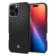 Carcasa Spigen pentru iPhone 16 Pro, Enzo Aramid MagSafe, negru carbon / argintiu + 9H Tempered Glass