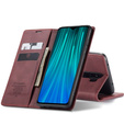 Husa CASEME pentru Xiaomi Redmi Note 8 Pro, Leather Wallet Case, roșu