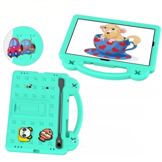 Husă pentru copii pentru Samsung Galaxy Tab S7/S8/S9, Cute Patterns, cu suport, verde