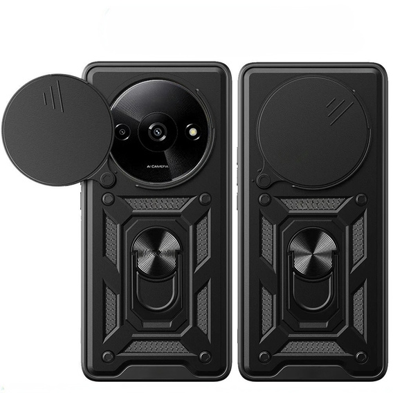 Husă blindată pentru Xiaomi Redmi A3, CamShield Slide, negru