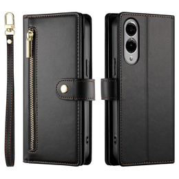 Cu clapetă pentru Samsung Galaxy S25 Edge, Wallet Zipper Pocket, negru