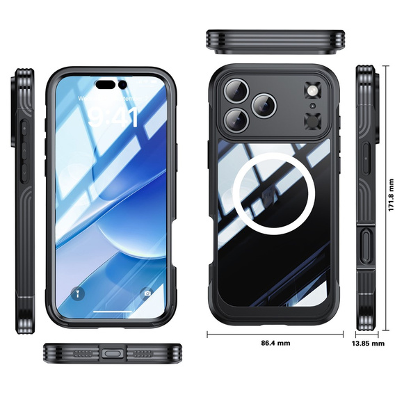 Carcasă rezistentă la șocuri cu sticlă pentru MagSafe pentru iPhone 17 Pro Max