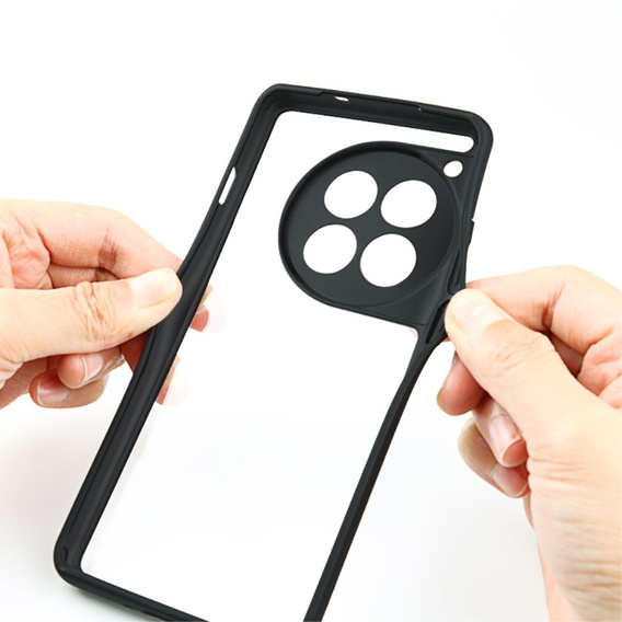 Carcasă pentru OnePlus 12 5G, Fusion Hybrid, cu protecție pentru camera foto, transparent / negru