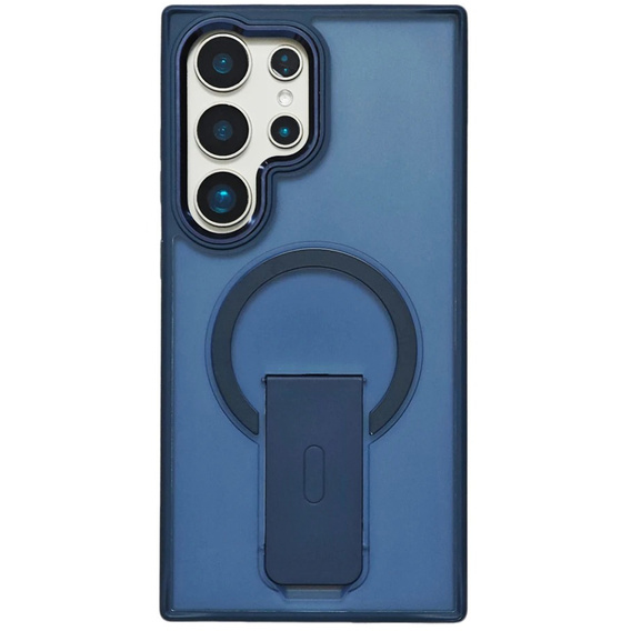 Husă pentru Samsung Galaxy S25 Ultra, Kickstand Matt Case, pentru MagSafe, albastru + Sticlă ecran