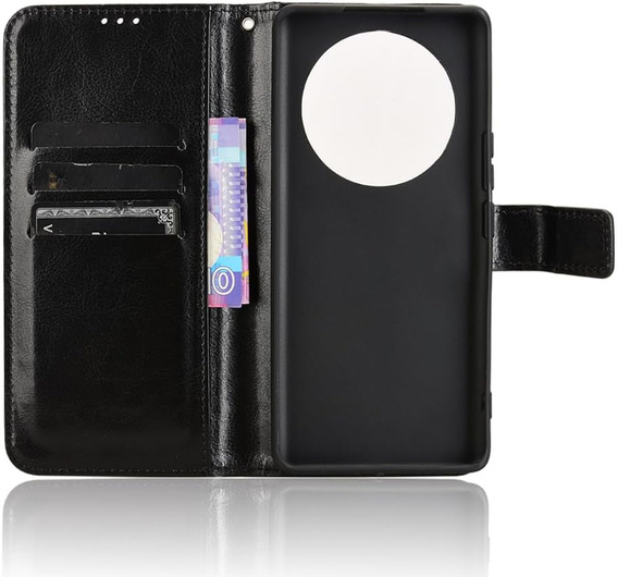 Cu clapetă pentru Honor Magic 7 Lite, Crazy Horse Wallet, negru