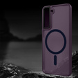 Husă pentru Samsung Galaxy S21, pentru MagSafe, ERBORD Matt Case, violet închis + sticlă pentru ecran