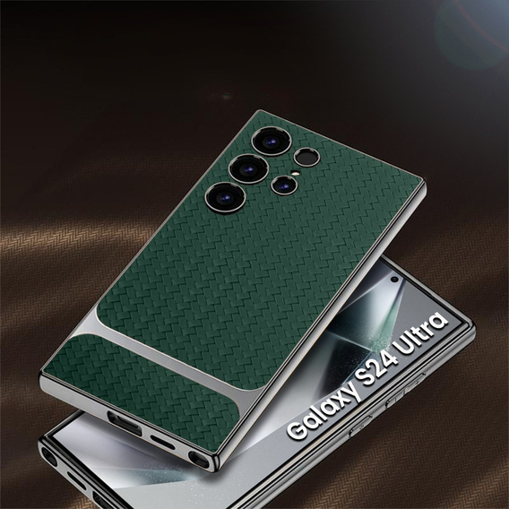 Huse pentru Samsung Galaxy S24 Ultra, GKK Woven Leather, verde