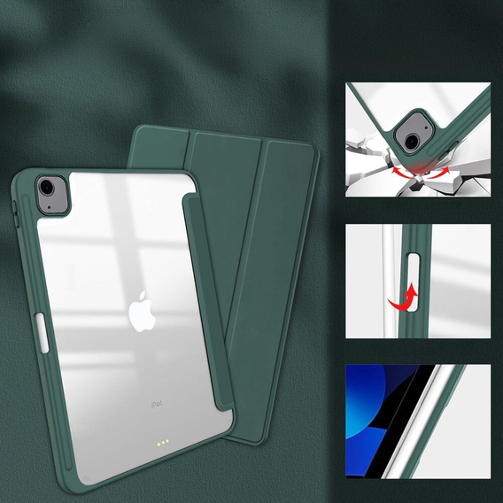 Husă pentru iPad Air 13" 2025/2024 (7/6 gen.), Smartcase Hybrid, cu spațiu pentru stylus, verde