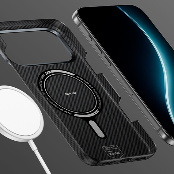 BENKS Kevlar Armor Air Carbon Fiber 600D A070 la cazul MagSafe pentru iPhone 17 Pro Max