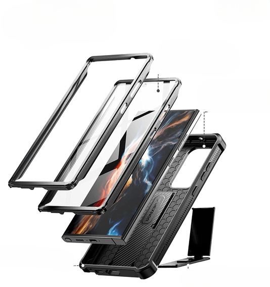 Husă blindată pentru Samsung Galaxy S23 Ultra, Dexnor Full Body (Two Frames), negru
