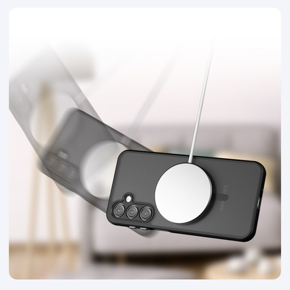 Husă pentru Samsung Galaxy A16, pentru MagSafe, ERBORD Matt Case, negru + sticlă pentru ecran