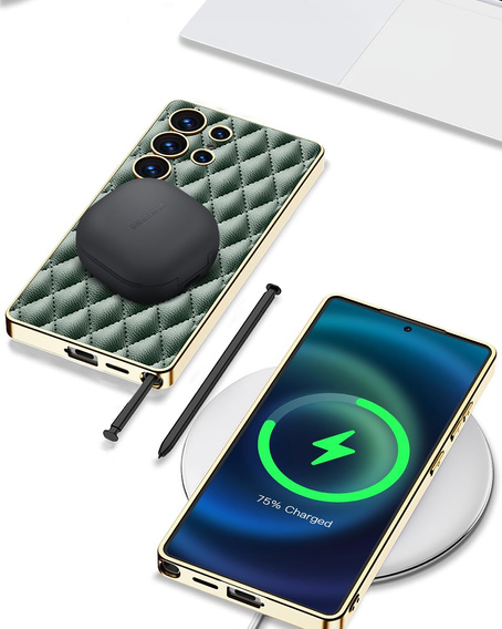 Husă pentru Samsung Galaxy S25 Ultra, Leather Rhombus, verde