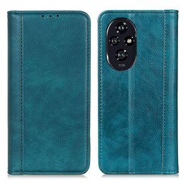 Husa cu clapetă pentru Honor 200 Pro 5G, Split Leather, verde