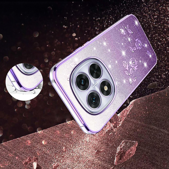 Husă Glitter Flower pentru Xiaomi Redmi Note 15 Pro Plus 5G / Poco M8 Pro 5G