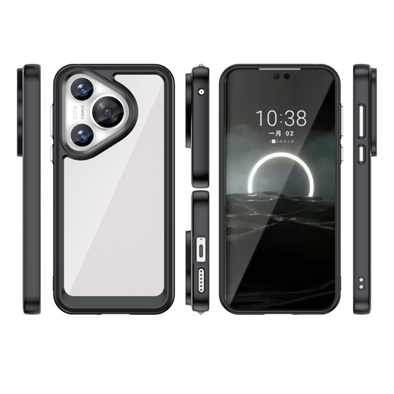 Huse pentru Huawei Pura 70, Fusion Hybrid, transparent / negru