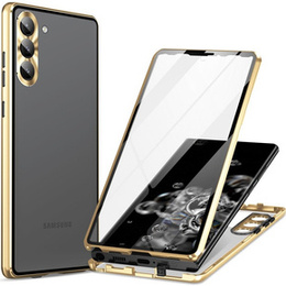 Husa pentru Samsung Galaxy S23 Plus, Magnetic Dual Glass, de aur