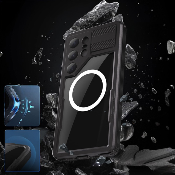 Husă impermeabilă pentru Samsung Galaxy S25 Ultra, Redpepper, pentru MagSafe, negru