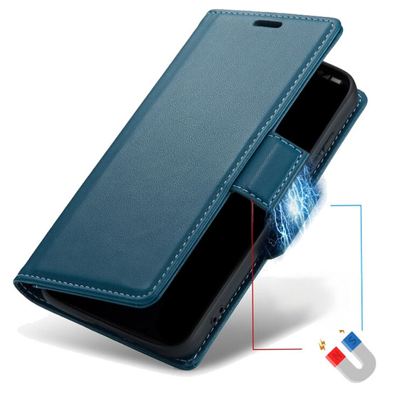 Husă pentru Samsung Galaxy A36, ERBORD Glossy Litchi, portofel cu clapetă, albastru