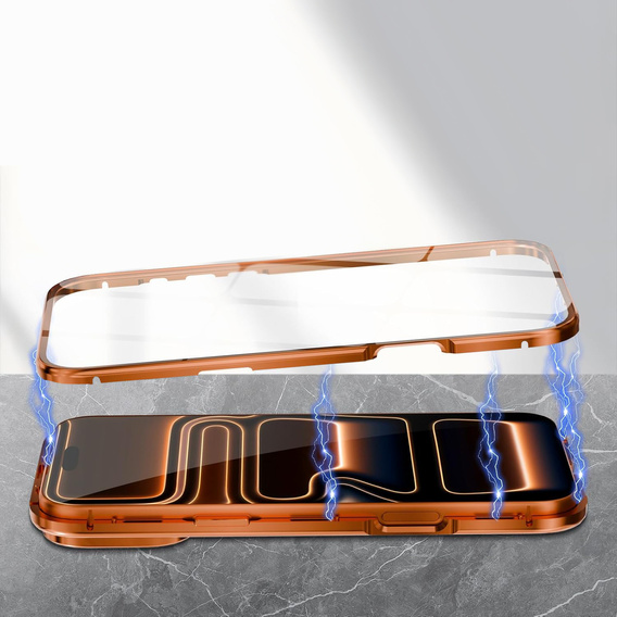 Husă magnetică dublă din sticlă pentru MagSafe pentru iPhone 17 Pro Max, portocaliu