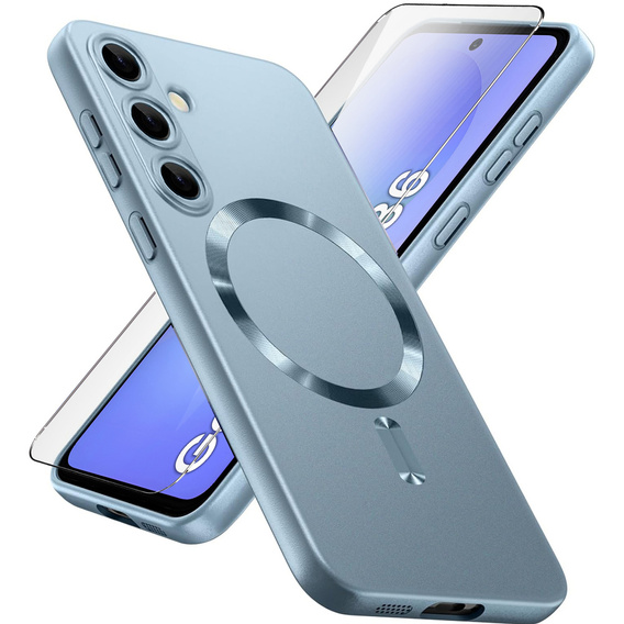 Carcasă pentru Samsung Galaxy A36, ColorMag, pentru MagSafe, albastru + sticlă călită 9H