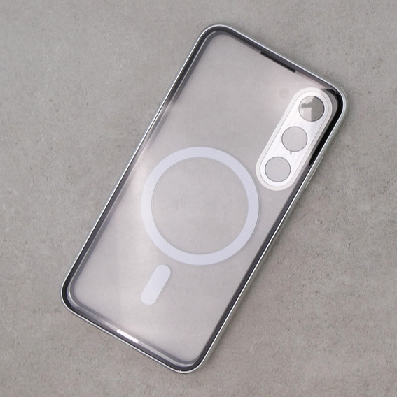 Carcasa Magnetic Dual Glass MagSafe pentru Samsung Galaxy S23, de argint