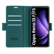 Husă pentru Oppo Reno 13F / Oppo Reno 13FS, ERBORD Glossy Litchi, portofel cu clapetă, verde
