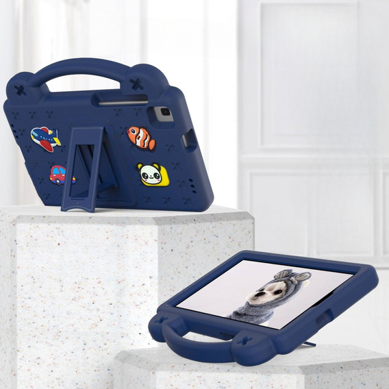 Husă pentru copii pentru Samsung Galaxy Tab A7 Lite 8.7 T220/T225, Cute Patterns, cu suport, albastru închis
