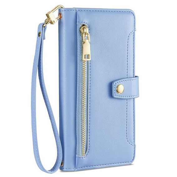 Cu clapetă pentru Oppo Reno 11F 5G, Wallet Zipper Pocket, albastru