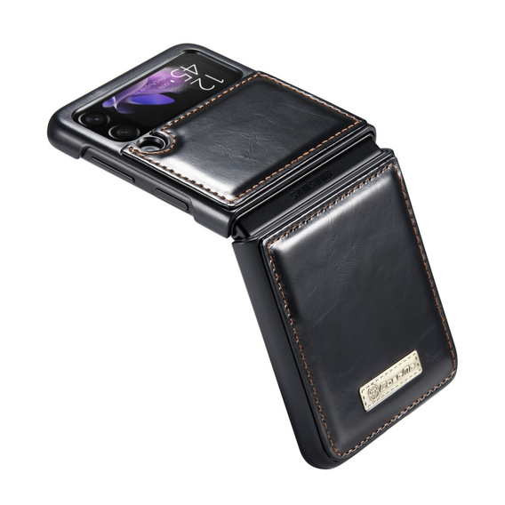 Carcasă flip CASEME pentru Samsung Galaxy Z Flip 3, Waxy Textured, negru
