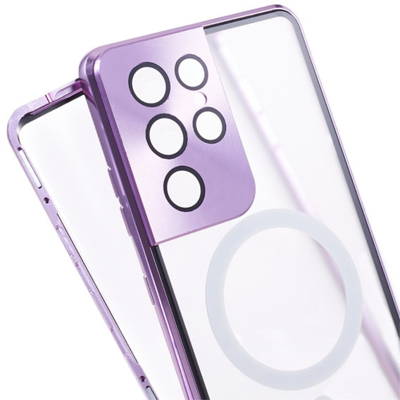 Carcasa Magnetic Dual Glass MagSafe pentru Samsung Galaxy S21 Ultra, violet