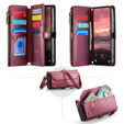 Husă CASEME pentru Samsung Galaxy A56 5G, RFID Leather Wallet, cu curea de umăr, roșu