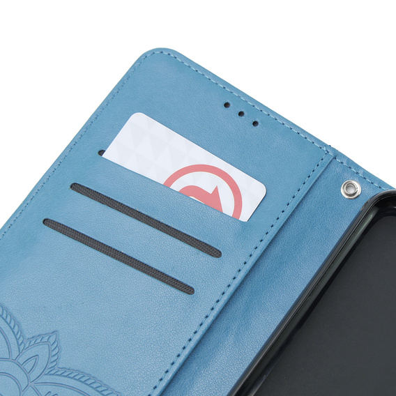 Cu clapetă pentru Xiaomi Poco F6 Pro, Butterfly, albastru